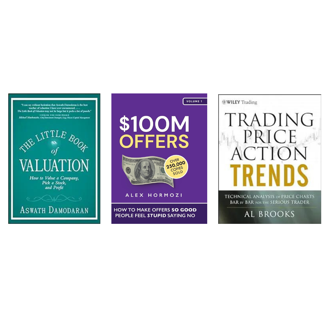 Buy Combo- The Little Book of Valuation + $100 M OFFERS + Trading Price Action Trends (paperback)