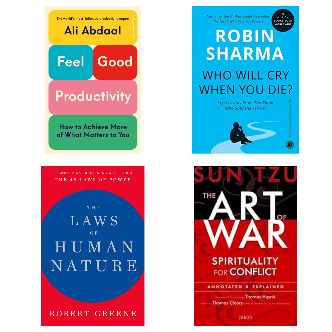 Buy Combo- Feel-Good Productivity + Who Will Cry When You Die? + The Laws of Human Nature + The Art of War (paperback)