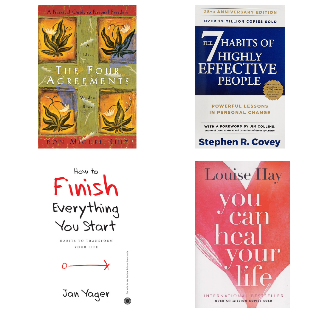 Buy Combo- The Four Agreements + The 7 Habits of Highly Effective People + How To Finish Everything You Start + You Can Heal Your Life (paperback)