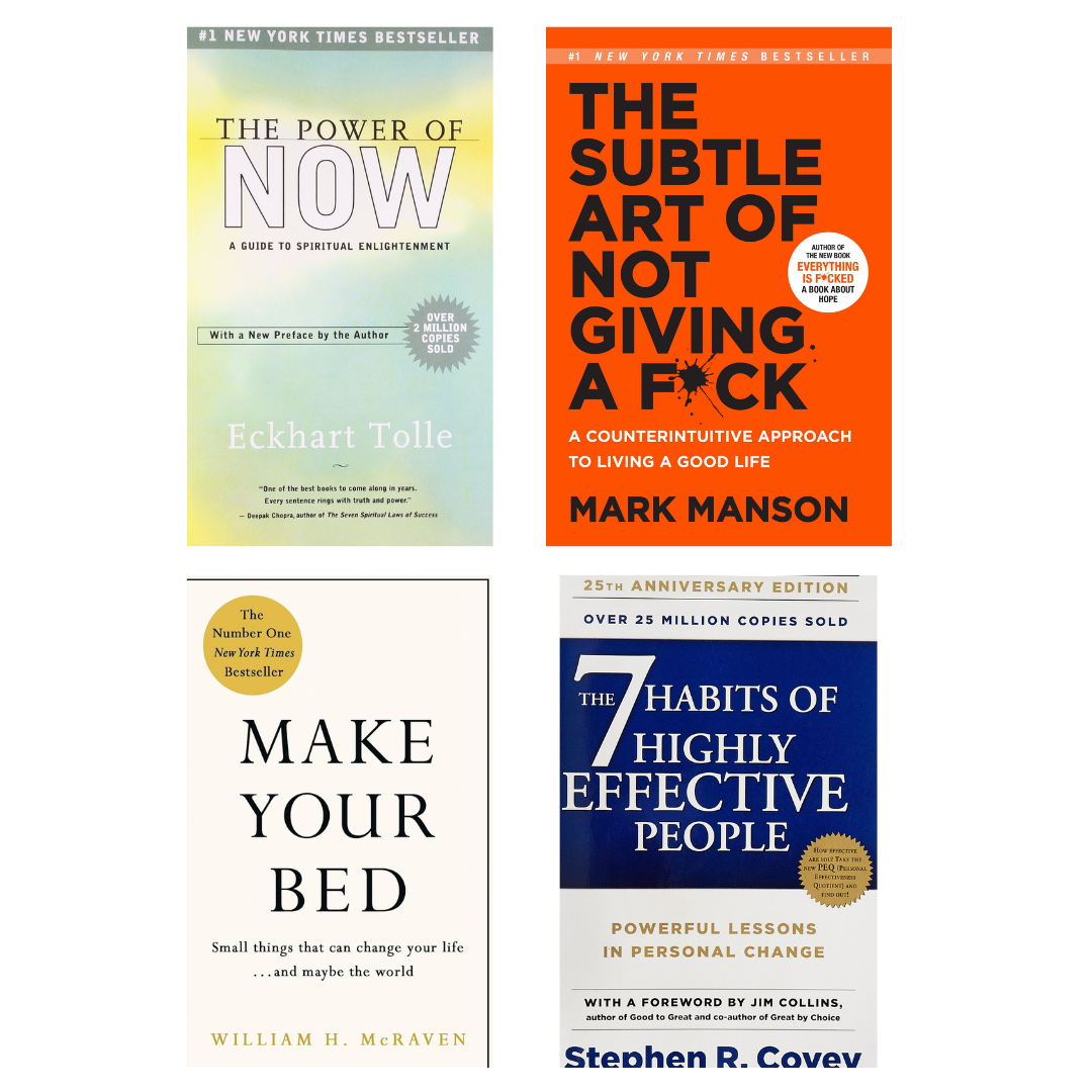 Buy Combo- The Power Of Now + The Subtle Art of not Giving a Fuck +  Make Your Bed + The 7 Habits of Highly Effective People (paperback)