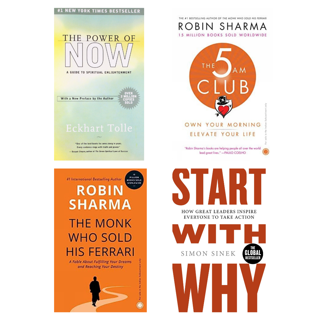 Buy Combo- The Power Of Now + The 5 am Club + The Monk Who Sold His Ferrari + Start with Why (paperback)