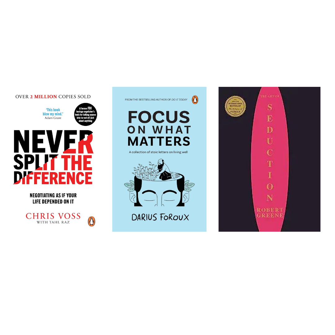 Buy Combo- Never Split the Difference + Focus on What Matters + The Art Of Seduction (paperback)