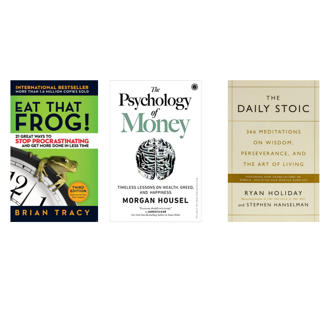 Buy Combo- Eat That Frog + The Psychology of Money + The Daily Stoic (paperback)