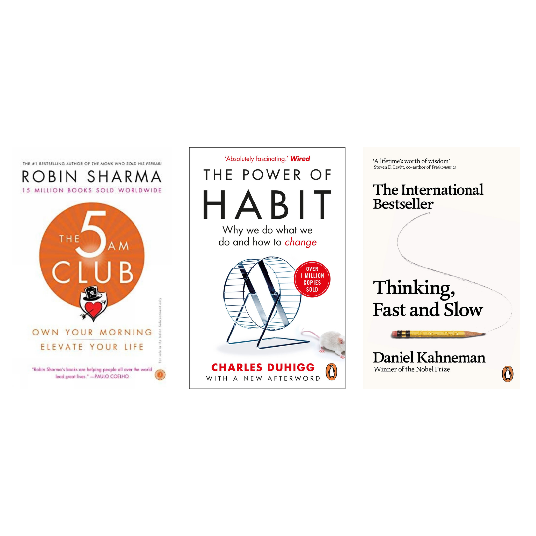 Buy Combo- The 5 am Club + The Power of Habit + Thinking, Fast and Slow (paperback)