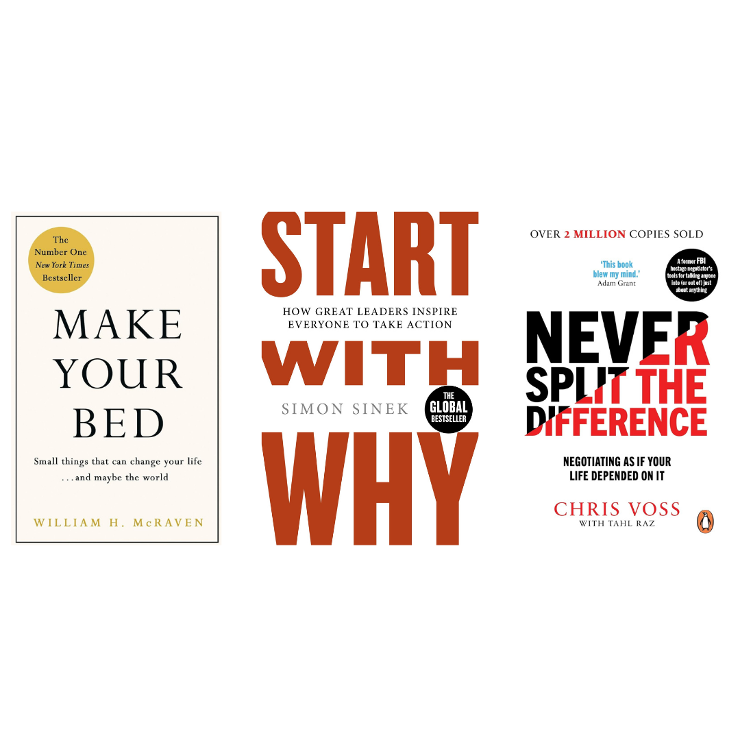 Buy Combo- Make Your Bed + Start with Why + Never Split the Difference (paperback)