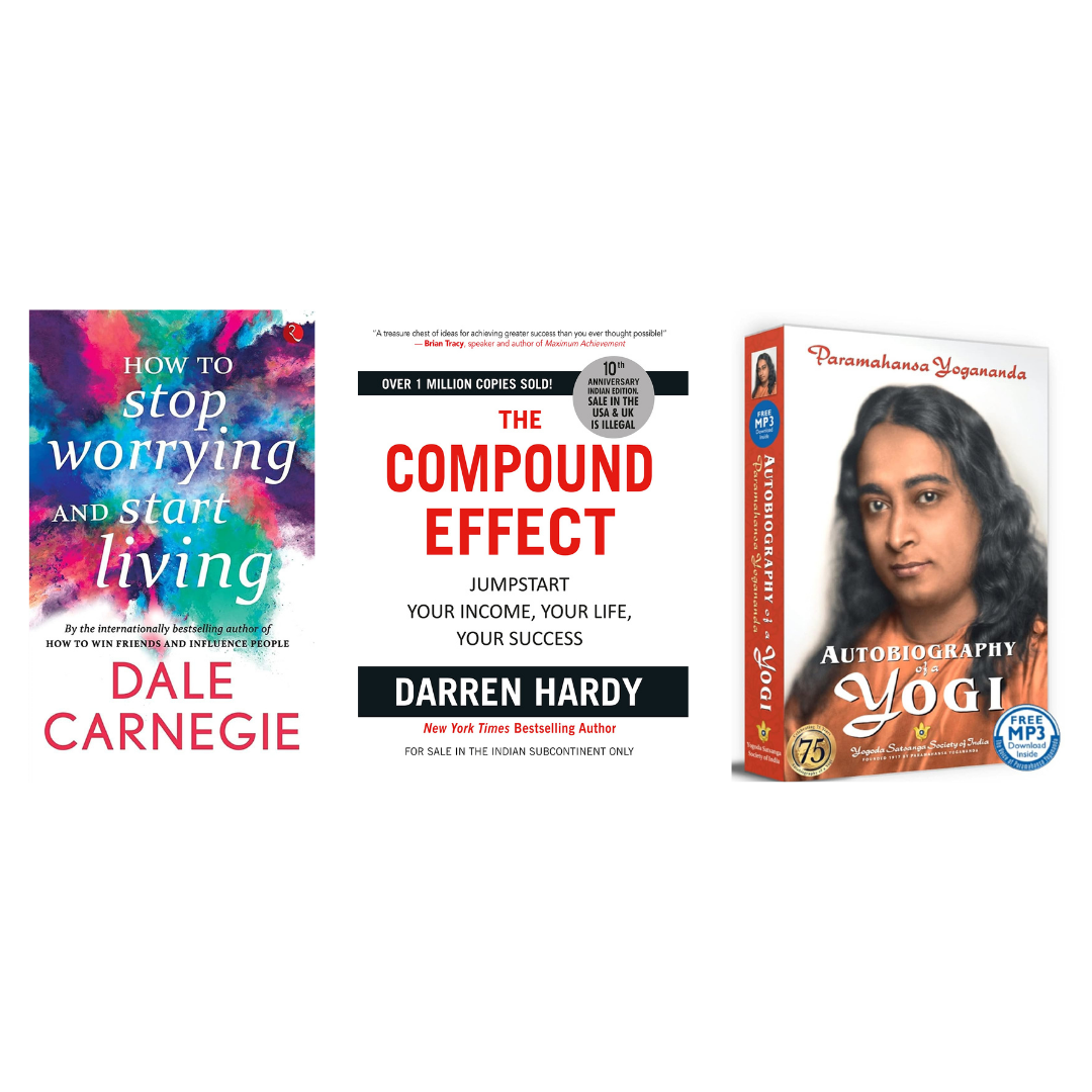 Buy Combo- How to Stop Worrying and Start Living + The Compound Effect + Autobiography of a Yogi (paperback)