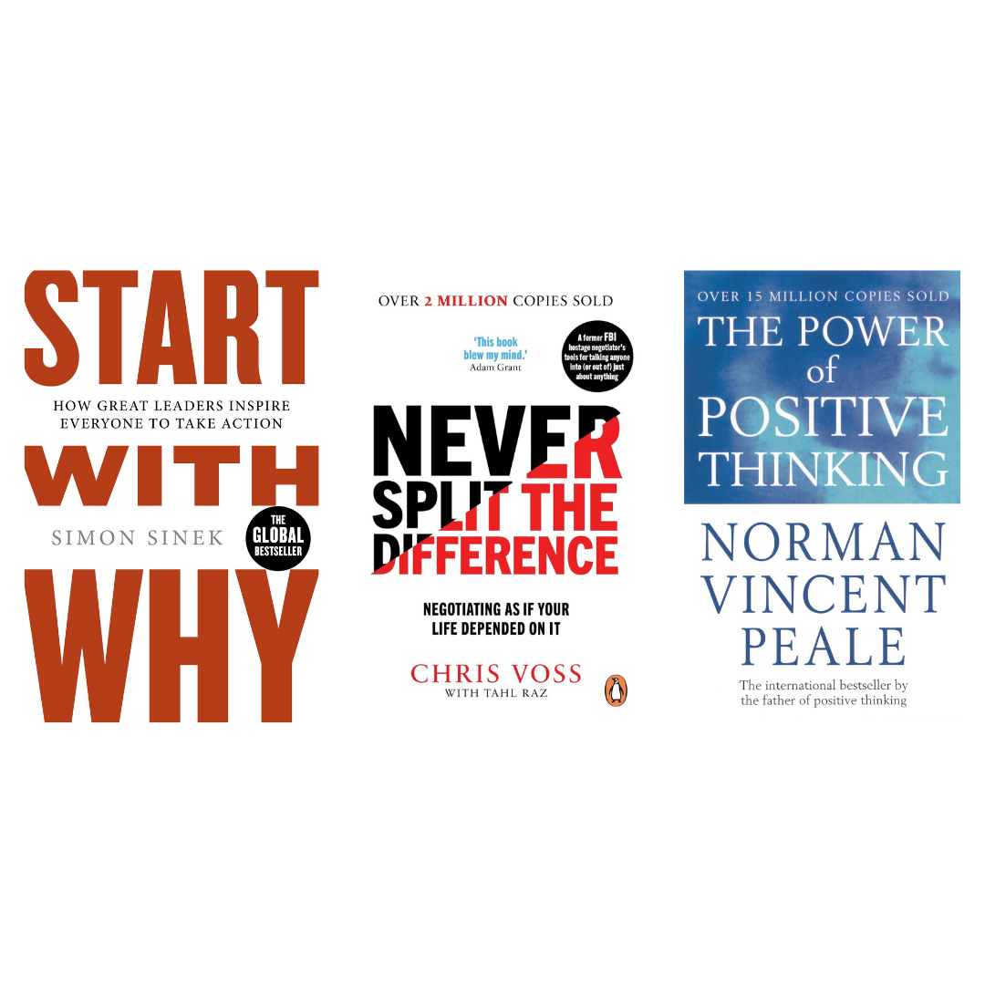 Buy Combo- Start with Why + Never Split the Difference + The Power of Positive Thinking (paperback)