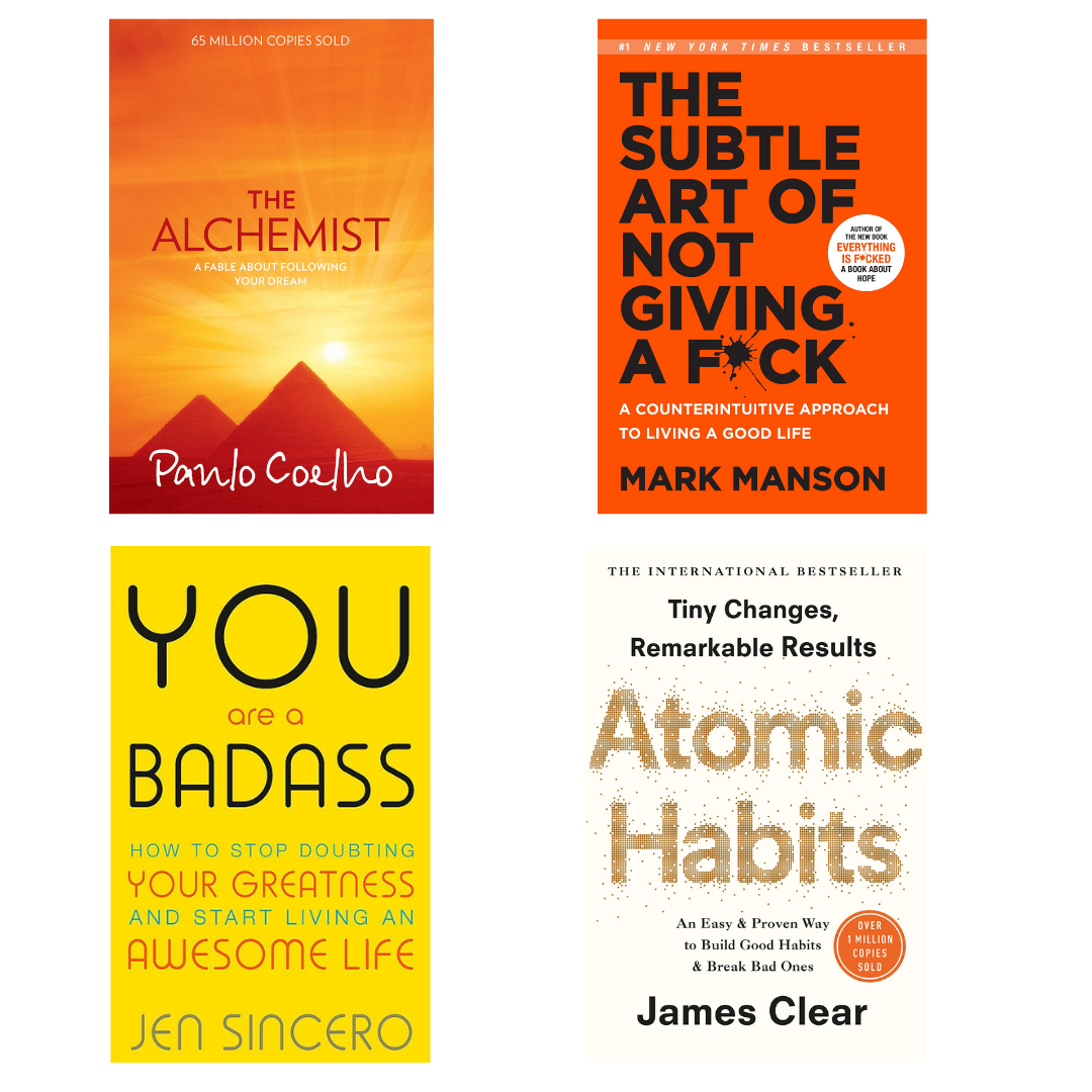 Buy Combo- The Alchemist + The Subtle Art of not Giving a Fuck + You Are a Badass + Atomic Habits (paperback)