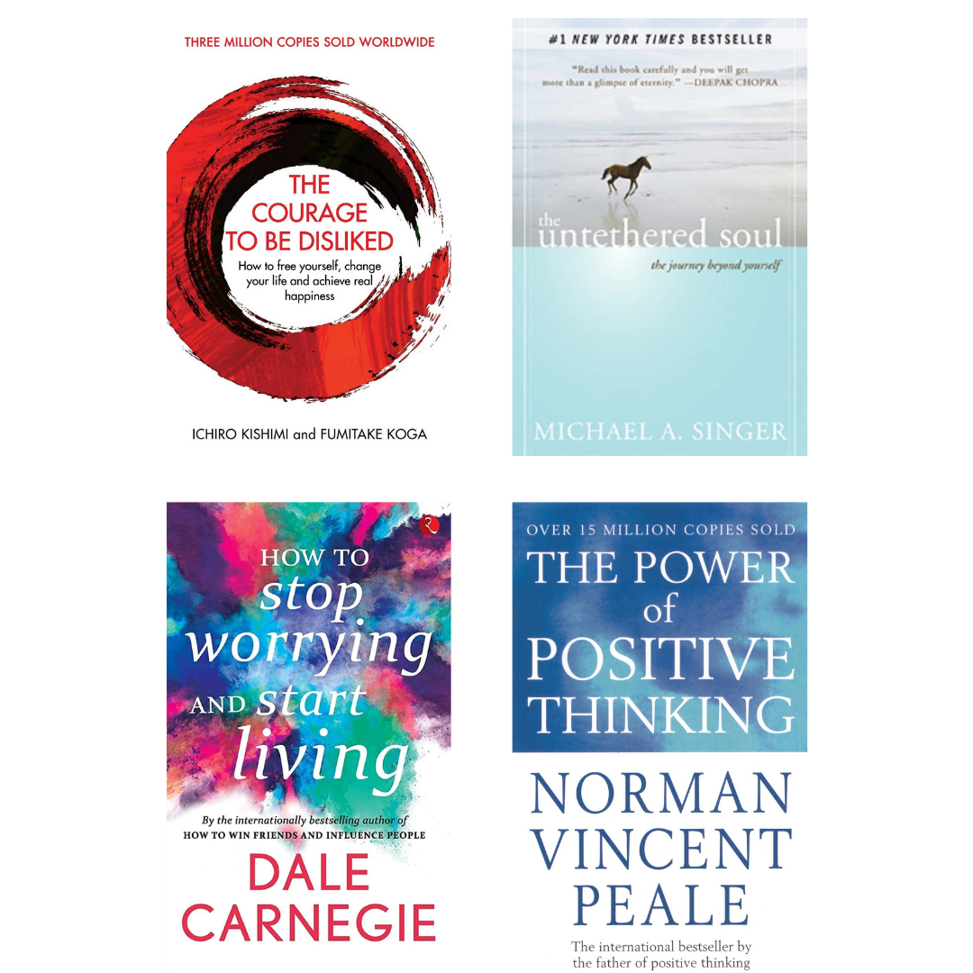 Buy Combo- The Courage to be Disliked + The Untethered Soul + How to Stop Worrying and Start Living + The Power of Positive Thinking (paperback)