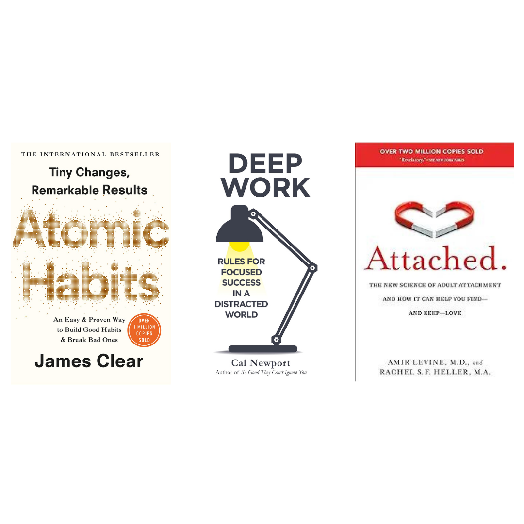 Buy Combo- Atomic Habits + Deep Work + Attached (paperback)